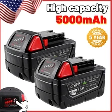 New 5.0AH For Milwaukee for M18 Lithium 18V Li-Ion Extended 48-11-1850 Battery