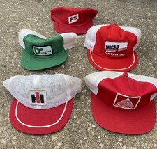 Vintage lot of 5 Snapback Trucker Hat Caps Patch Mesh K Brand USA Seed