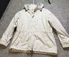 L.L bean women  s vintage cinch waist-barn field coat beige small petite. Y2K