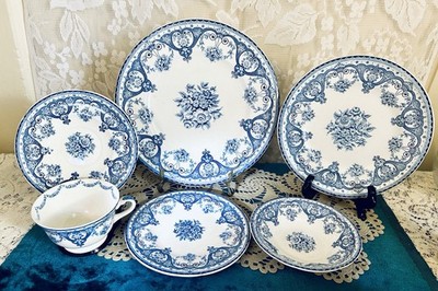 Swinnertons Staffordshire KENT Blue Transfer Ware 6 Piece Place Setting-4 AVAIL