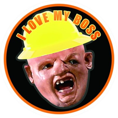 Construction Hard Hat, I love my boss, Funny Vinyl Die Cut Sticker