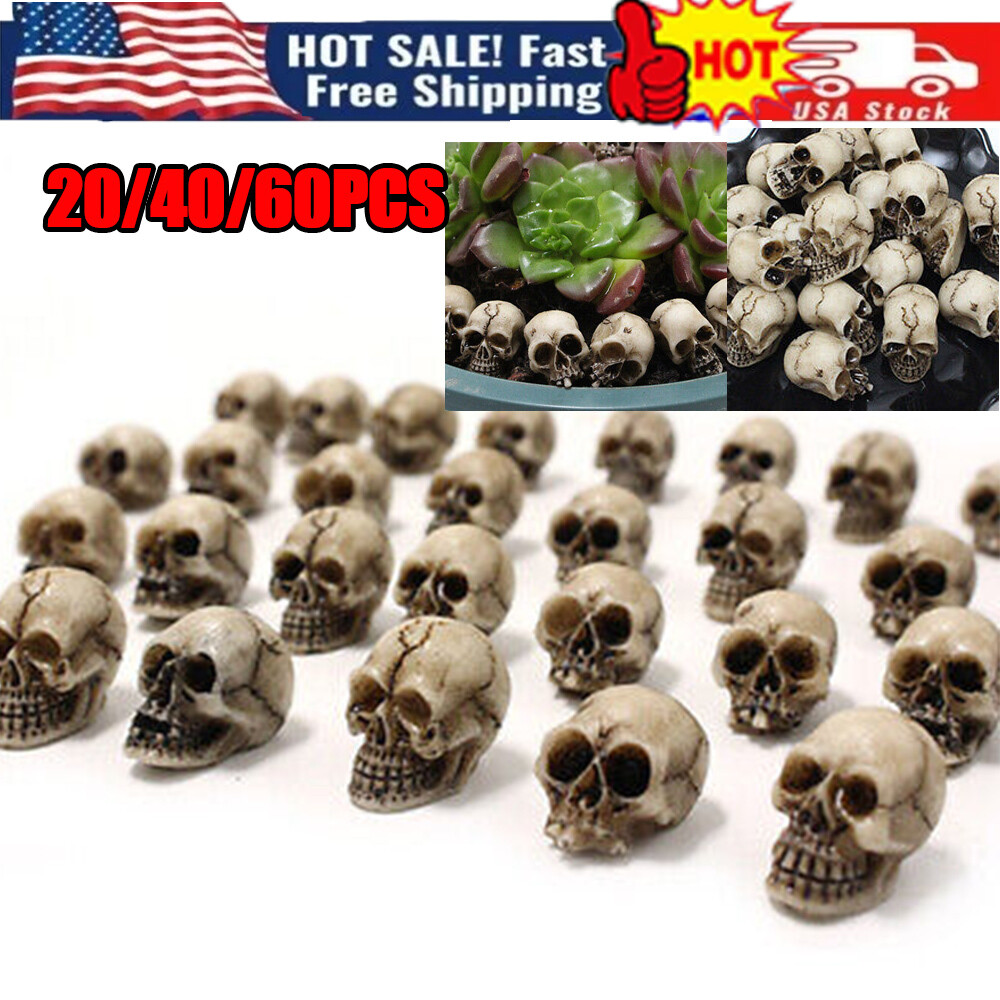 Mini Halloween Skulls Skeleton Figurines Miniature Skeleton Head Statue