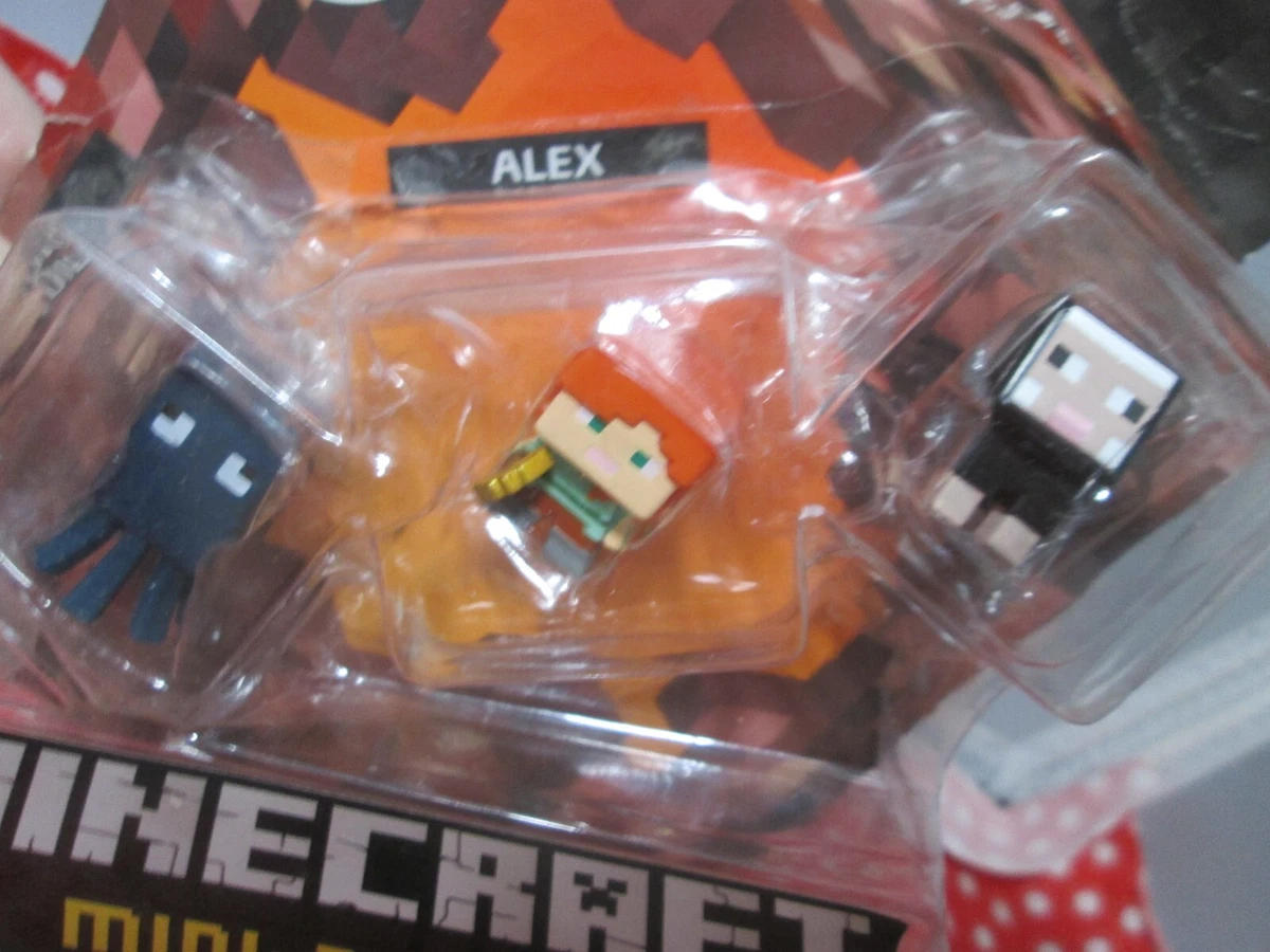 MINECRAFT 2,5 cm / 1 ACTION FIGURES SQUID , ALEX , BLACK SHEEP NETHERRACK  SERIES 3 MOJANG - MATTEL CKH40