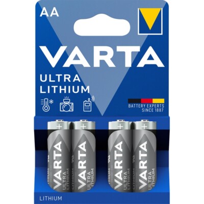 4x Batterien 1,5V  LR6 FR6 Mignon AA 1,5 Volt Varta Ultra Lithium 6106