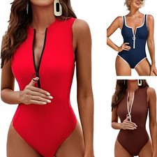 Womens Tummy Control Swimming Costume Slimming Comfortable Back and Front  Zip