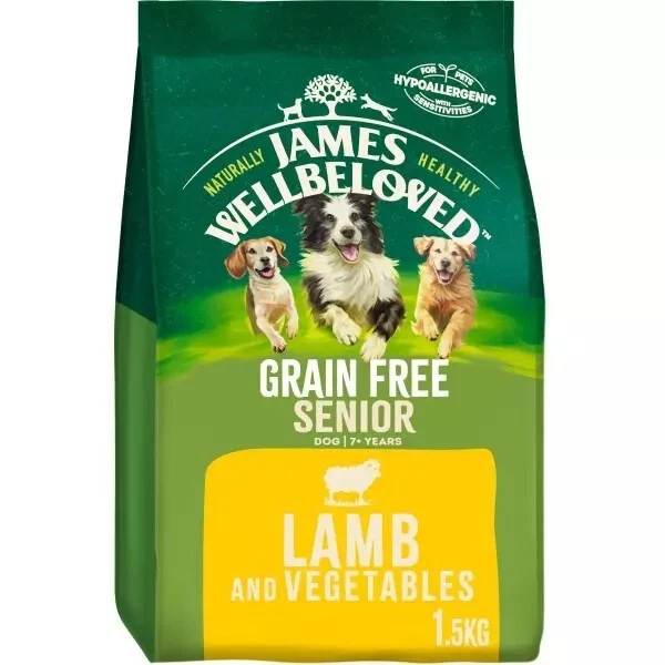 James Wellbeloved Grain Free Senior Dry Dog Food Lamb & Veg Hypoallergen - 1.5kg