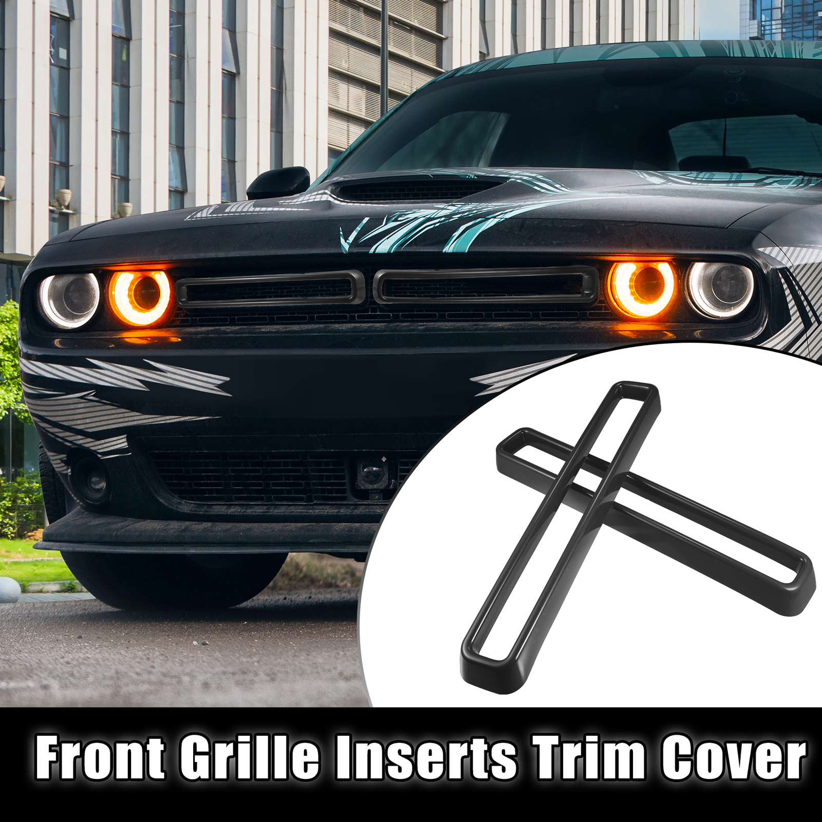Front Grill Mesh Grille Inserts Trim Exterior for Dodge Challenger 15