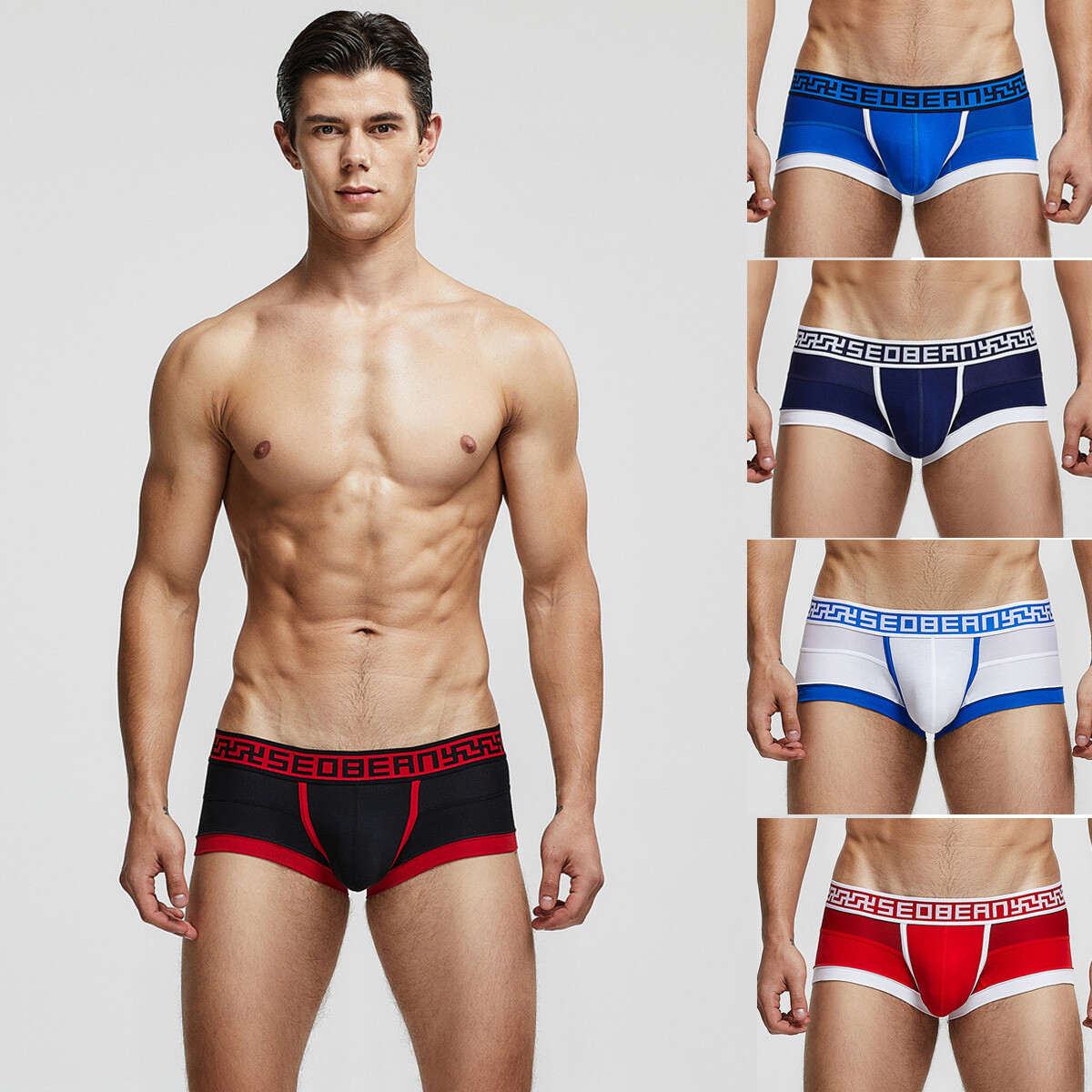 SEOBEAN Boxer Uomo Vita Bassa - Trunk In Cotone E Nylon, Blu Scuro, Taglia L, Morbido E Traspirante