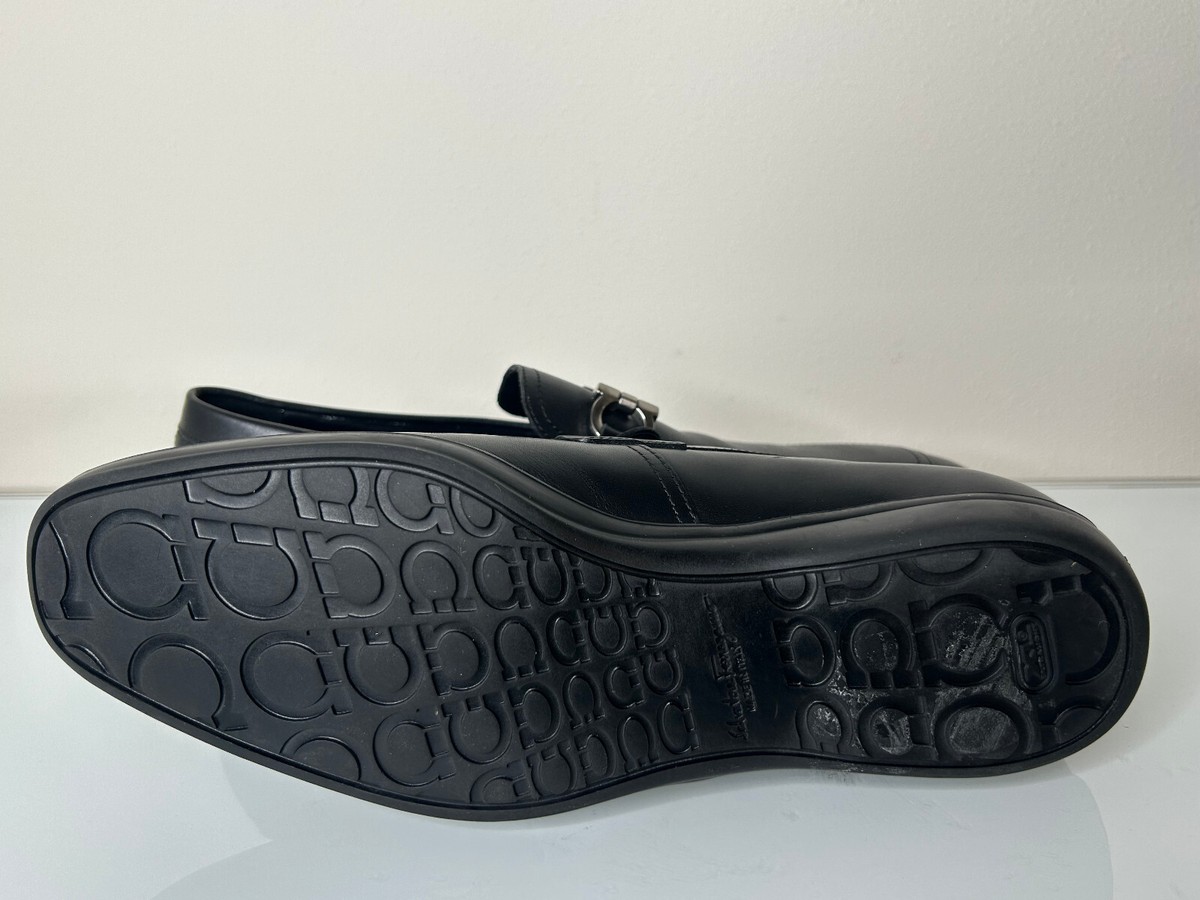 Salvatore Ferragamo Gancini Silver Bit Black Loafers Mens Size 12B Made in Italy Ferragamo Maryan Calfskin Gancini Bit Loafers | Neiman Marcus main image 4