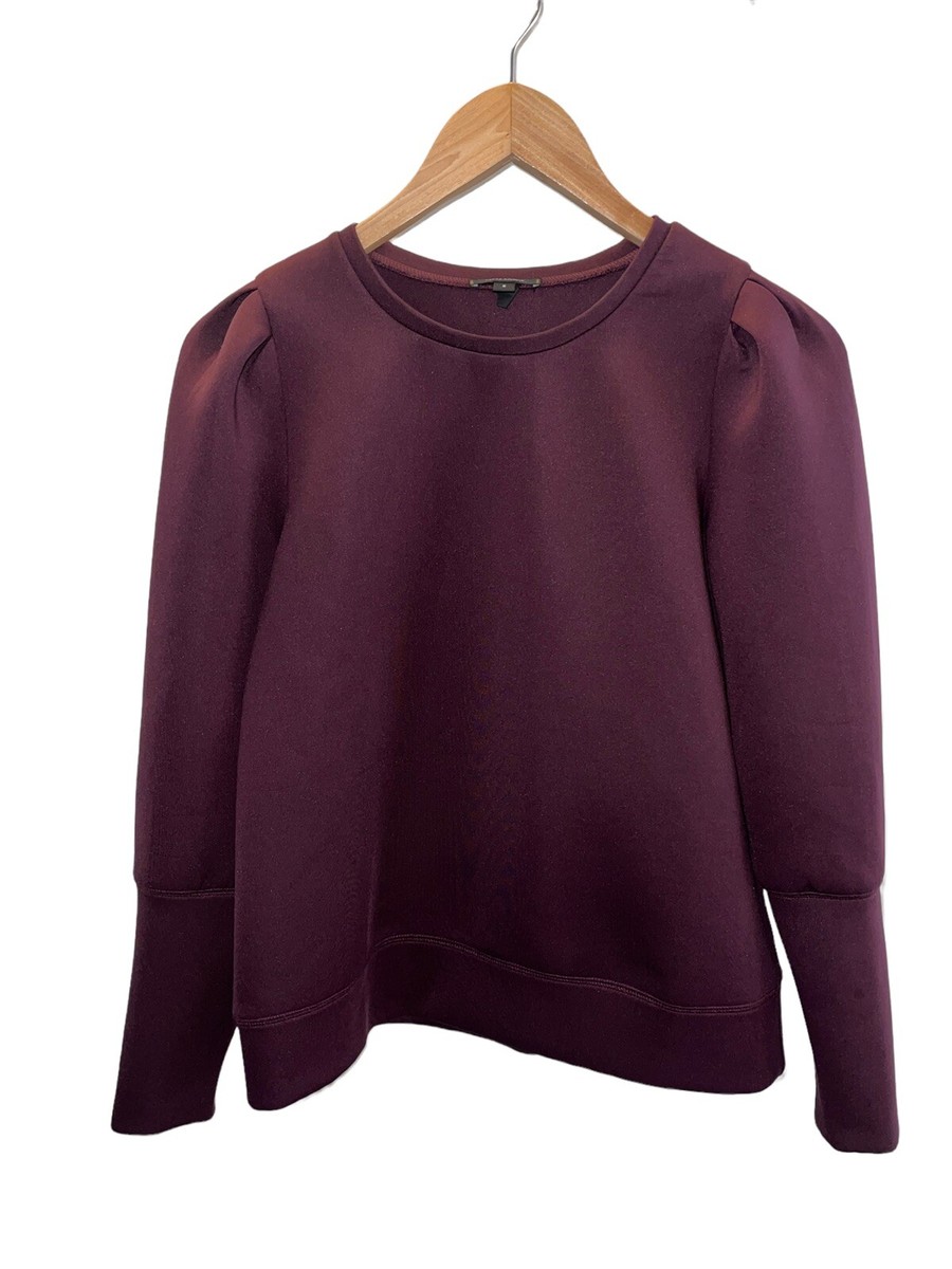 Stella & Dot Size S Burgundy Puff Sleeve Dark Academia Scuba Top