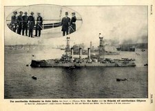 US-Geschwader im Kieler Hafen & Kaiser im Gespr&auml;ch mit US-Offizieren von 1911