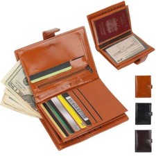 Leather Billfold Wallet Holder Travel Passport RFID Blocking ID Card Case Cover