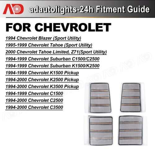 4x LED Front Side Marker Turn Signal Light For 94-00 Chevy&GMC C/K Pickup Trucks - Picture 4 of 14
