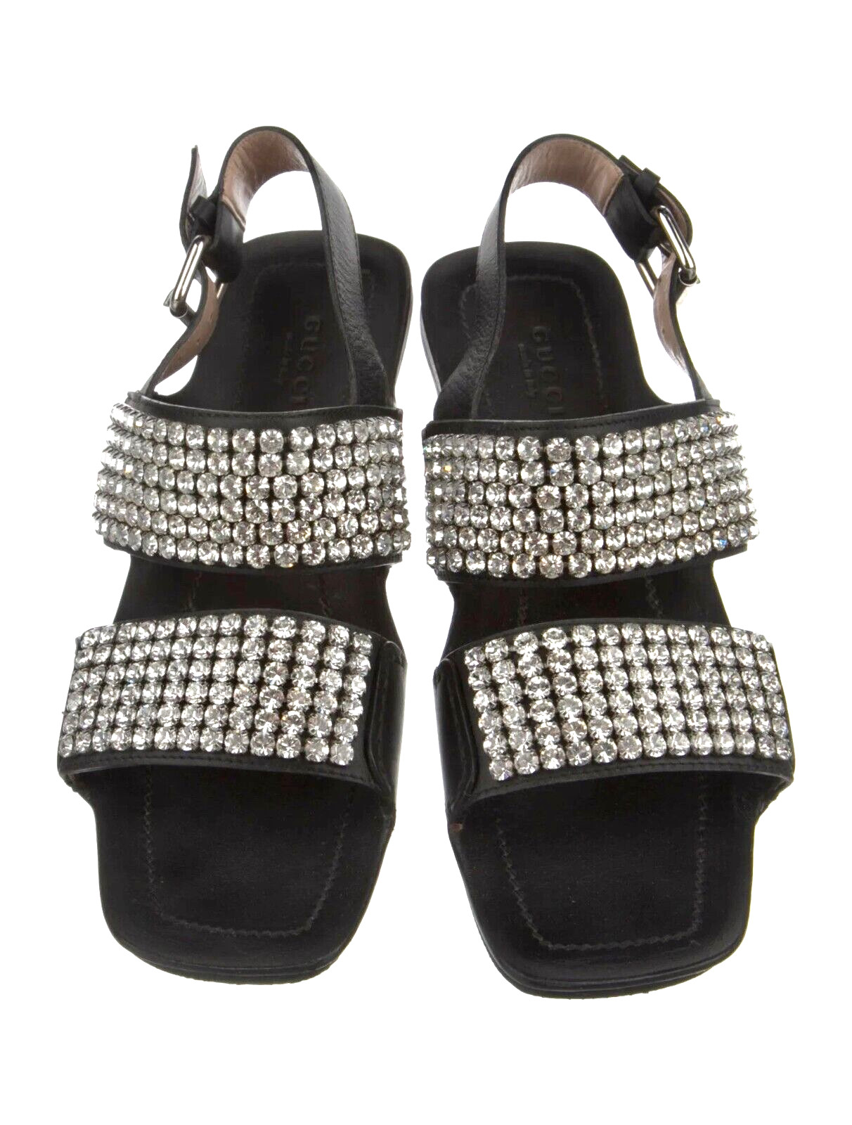 GUCCI Leather Crystal Embellishments Slingback Sandals Women's IT 38 image 3