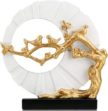 DOVDOV White and gold home decor, bird Magpie Annunciation Plate [White] 