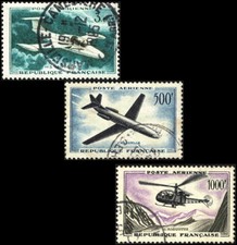 France 1957 Y&T n°PA35 300f, n°PA36 500f, n°PA37 1000f (ø)