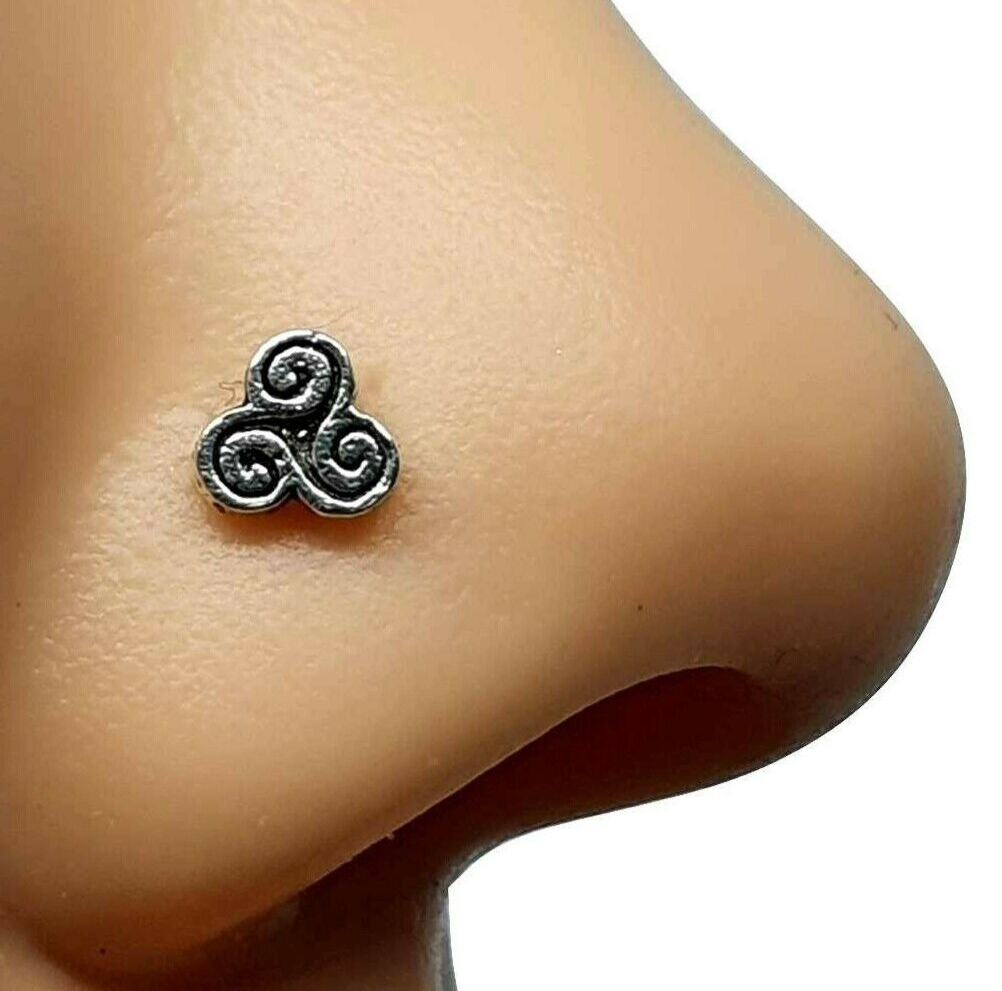 Triskele Nose Stud Celtic 22g (0.6mm) 925 Sterling Silver Ball Ended Jewellery
