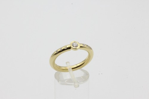 Damen Ring 14k Gelbgold mit 7 Brillanten ca. 0,21ct. ca. 5,5g Top Zustand - Picture 3 of 5