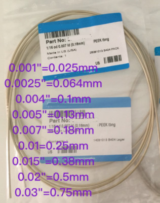 1PC 1/16'' liquid chromatograph tubing, PEEK tubing, PEEK fittings 0.38mm L100cm