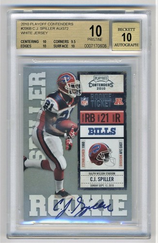 C.J. Spiller [White Jersey Autograph] #206 2010 Playoff Contenders card