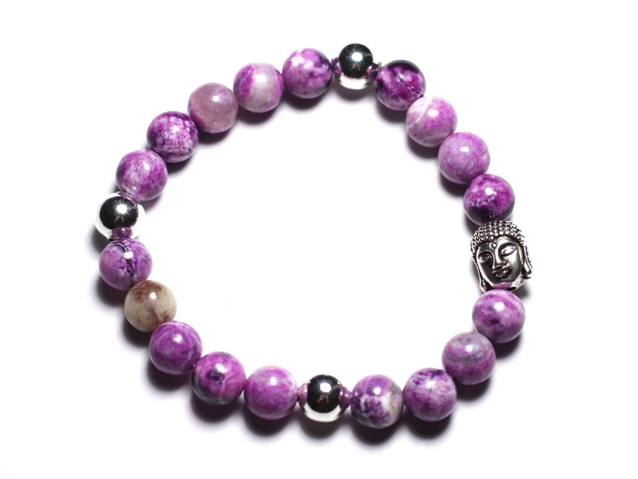 Bracelet Bouddha en perles de sugilite violette à porter au bureau ou en yoga