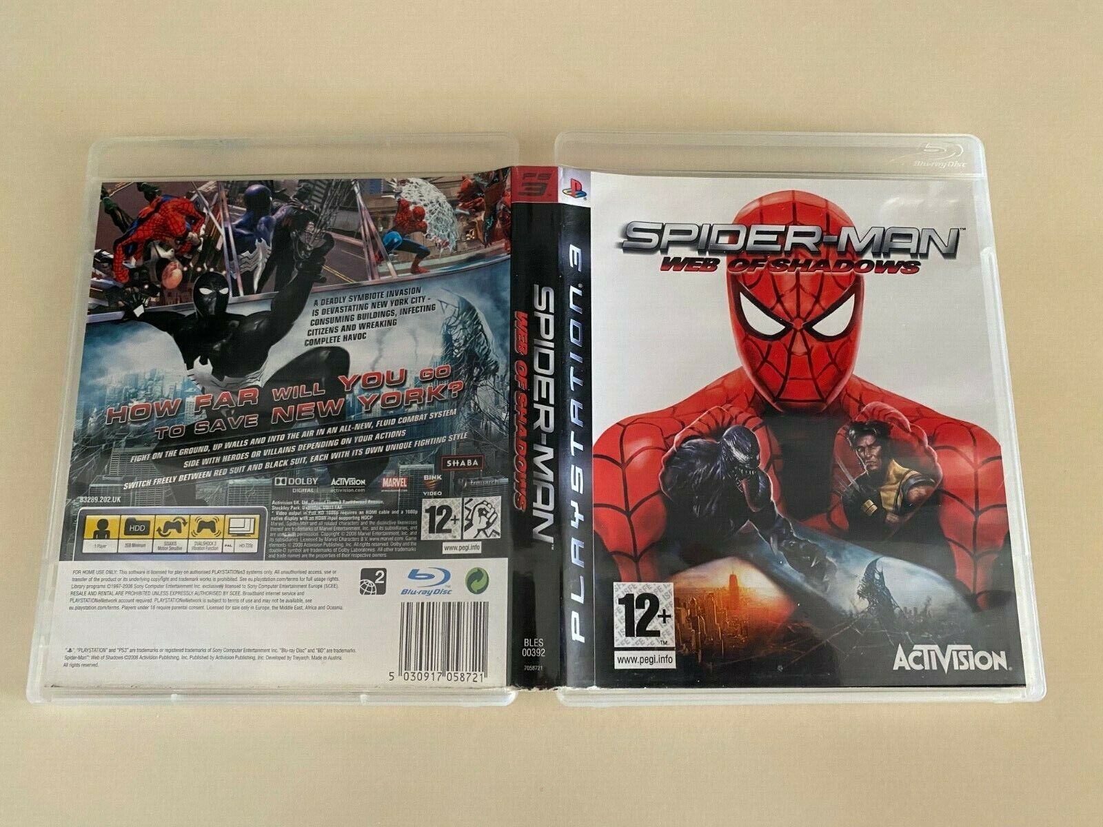 Spider-Man: Web of Shadows Playstation 3 PS3 CASE AND MANUAL ONLY