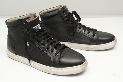 mens black leather trainers with white sole