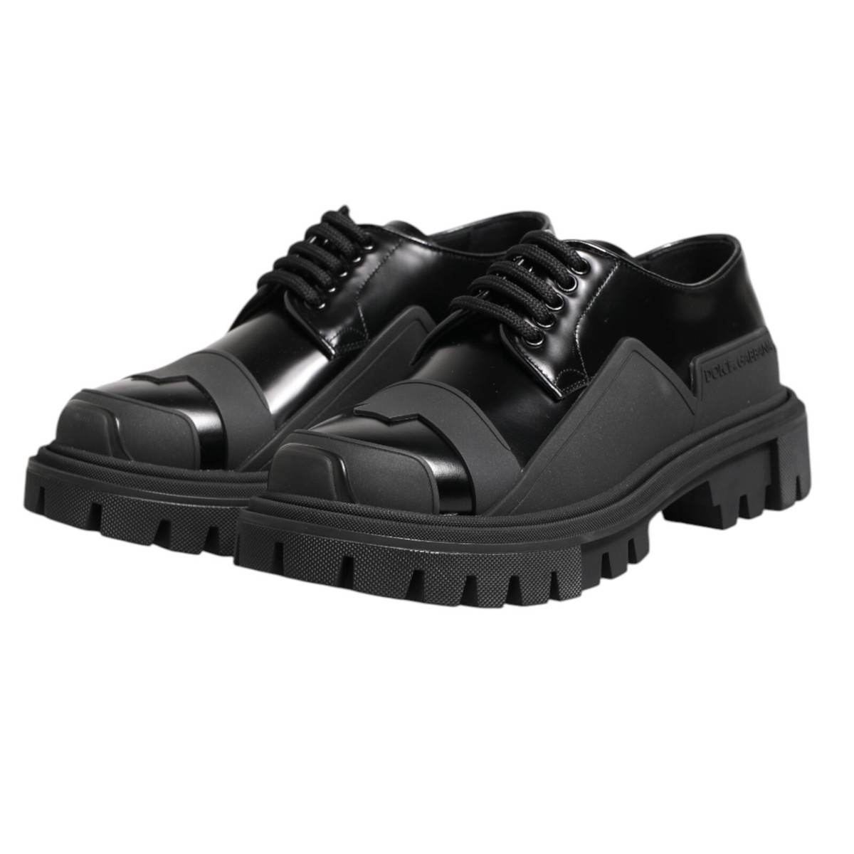 DOLCE & GABBANA Shoes Black Patent Leather Trekking Derby 