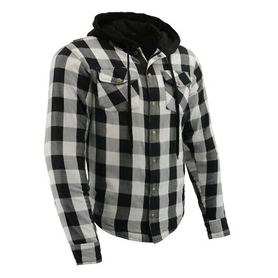 Milwaukee Leather 1629 Men's Hooded Flannel Biker Shirt W/ CE Approved Armor