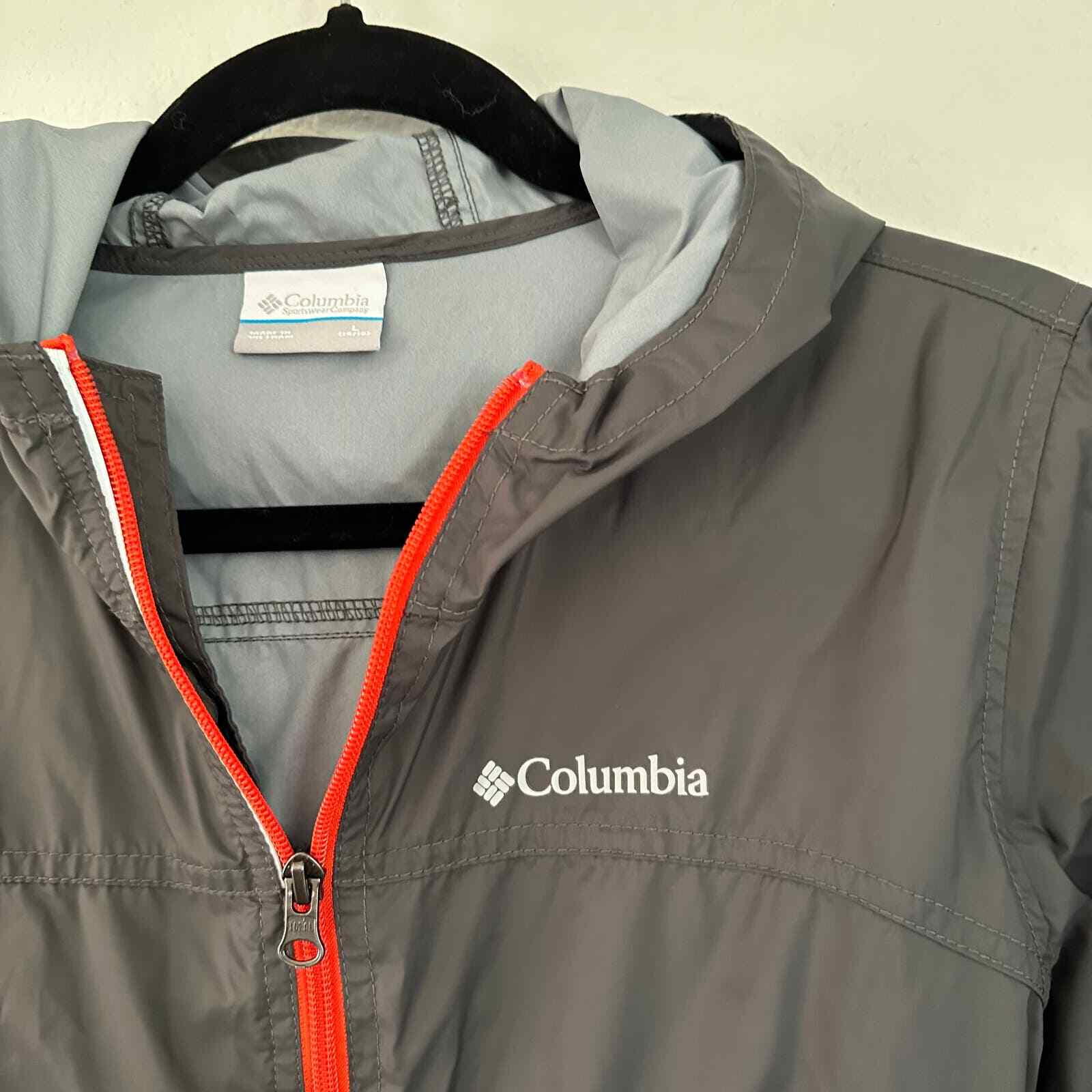 Columbia Kids Windbreaker Rain Zip Front Hood Jacket Pockets Black