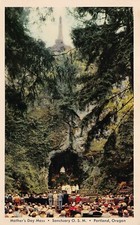 Portland OR Oregon OSM Grotto Sanctuary Mother's Day Mass 1960s Vtg Postcard P10