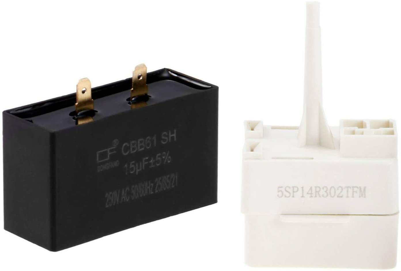 Kenmore Frigidaire Refrigerator Compressor Relay Start and Overload and capacito-image