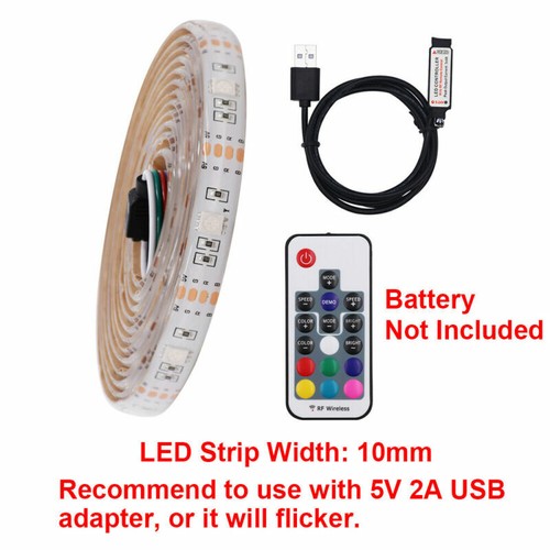 12V 5V USB Battery UK Plug In RGB LED Strip Light Tape Under Cabinet TV Lighting - Picture 15 of 17
