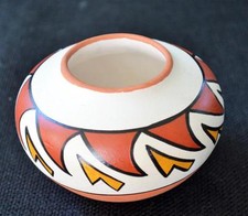 Native American Indian Pottery by SANDIA JEMEZ PUEBLO NM Handmade 2 1/2"h Vase
