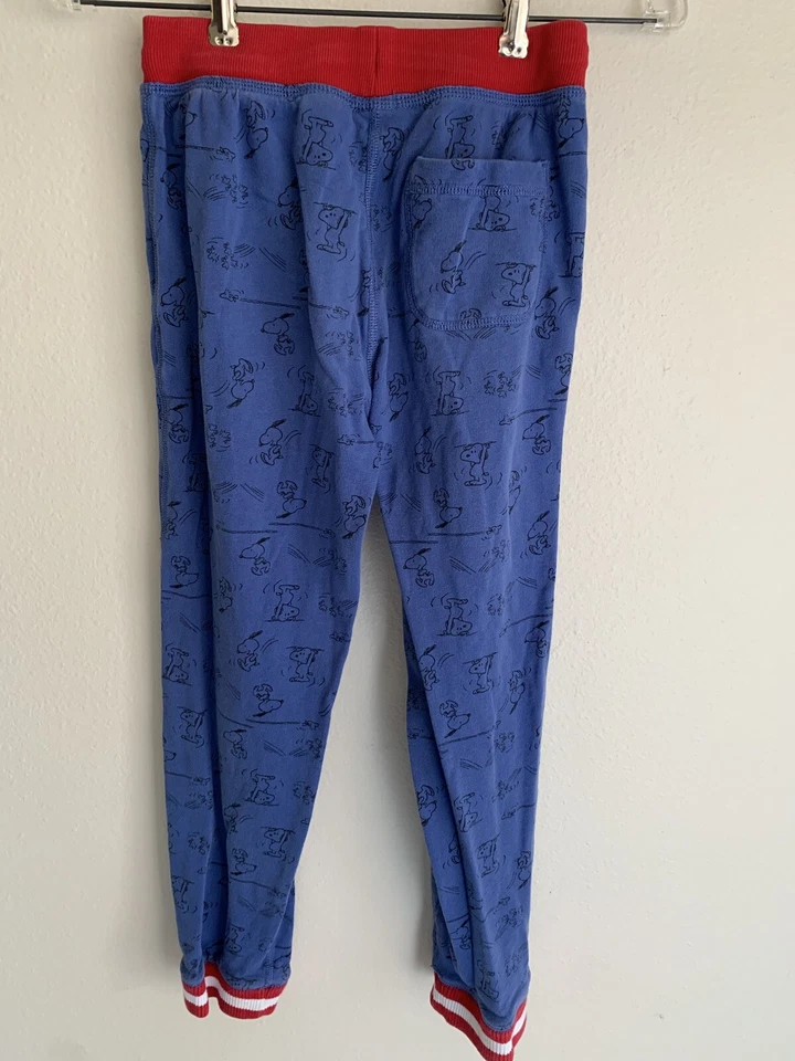 Kids US 10 140cm Hanna Andersson Snoopy Woodstock Blue Joggers Pants Peanuts - Image 3 of 4