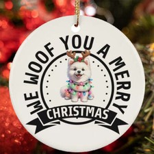 We Woof You A Merry Christmas American Spitz Dog Lover Ornament Gift Tree Decor