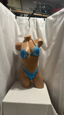 NPC TURQUOISE COMPETITION figure suit  34 B CUP Med BOTTOM handmade