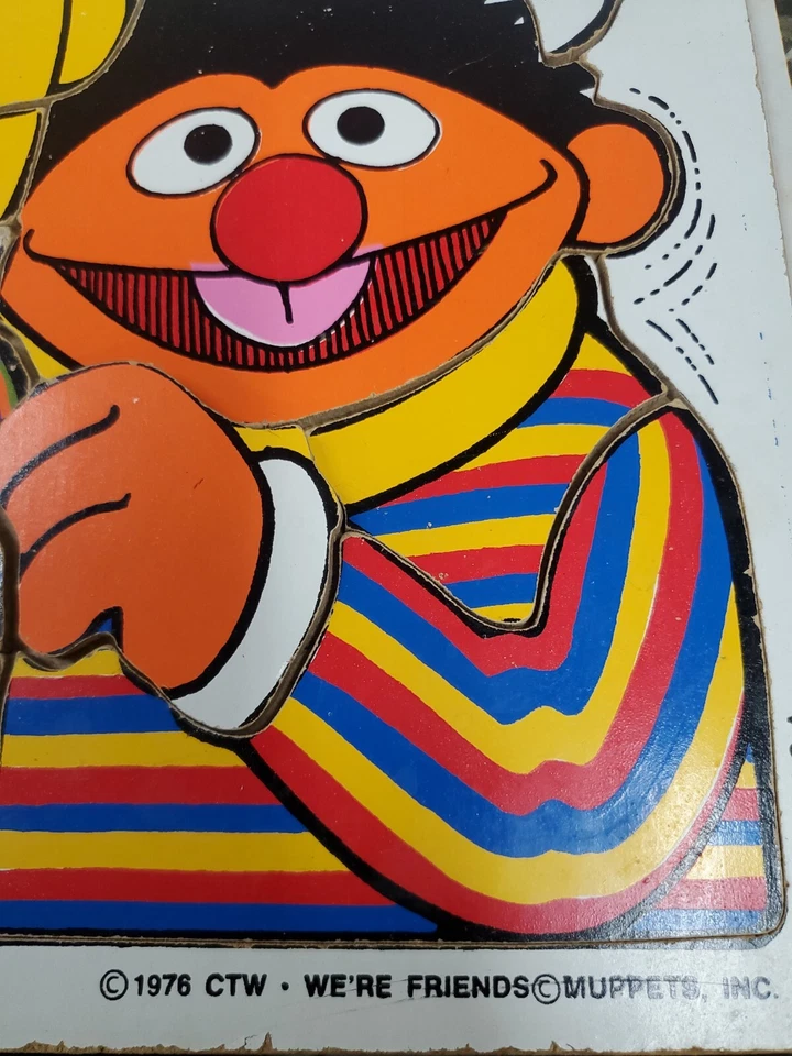 Vintage Frame Puzzle Lot, WIZARD OF OZ. Sesame Street, Farm Animals, Hey Diddle. - Image 3 of 4