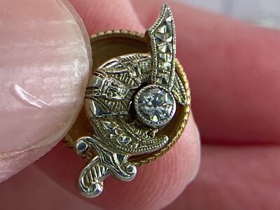 Shriners Honor Pin Masonic Sword Star Pin White Gold Diamond Tack Pin M-0393