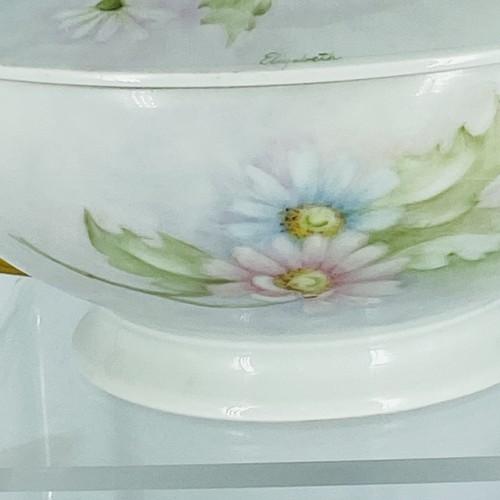 Tirschenreuth Germany 1838 Hand Painted Daisy Tureen Bowl & Lid Signed Elizabeth - 第 3/18 張圖片