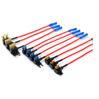10pc 12V Car Add-a-Circuit Fuse Adapter w/ Standard & Mini Tap Blade Fuse Holder