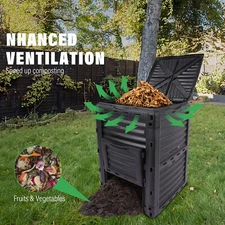 Garden Composter Bin 80 GallonLarge Capacity, Fast Creation of Fertile Soil