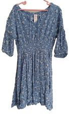 Justice Girls Blue Floral Peasant Dress Size 6