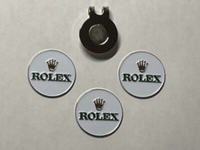  3 Rare ROLEX 1" Flat Coin Style Golf Markers With BONUS Hat Clip - A Beauty 