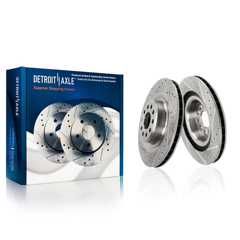 Rear Drilled Slotted Brake Rotors Brake Pads Kit for 2017 - 2019 Tesla Model S X - Image 3 of 4