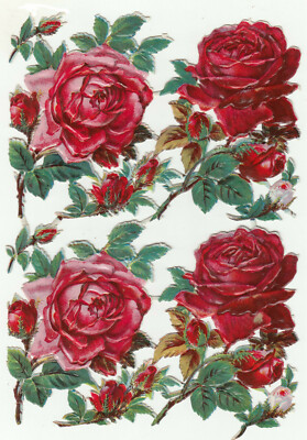 Oblaten scrap die cut chromo alter Bogen Nr. 31912 von L & B   Rosen