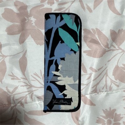 Vera Bradley Floral Soft Cloth Eyeglass Case Blue Black Green Gray for readers
