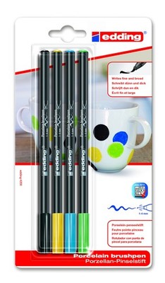 PorzellanPinselstift 4200 4 Farben | schwarz gelb blau grün