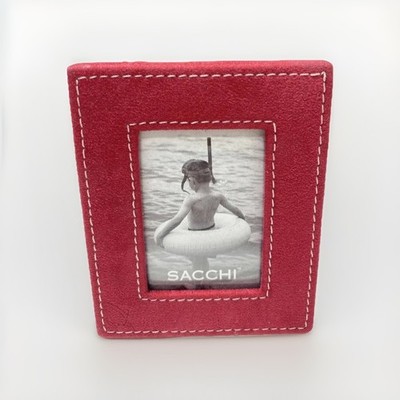 Small Red Photo Frame Felt Material Stich Border, 4in x 3in, SACCHU Brand New!