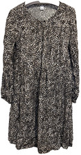 Old Navy Dress Womens Brown Black Animal Print Long Sleeve Midi Size S NWT